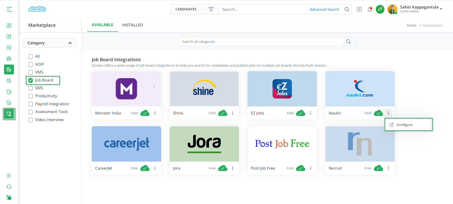 Naukri Integration - Oorwin ATS Integration with Naukri - Oorwin