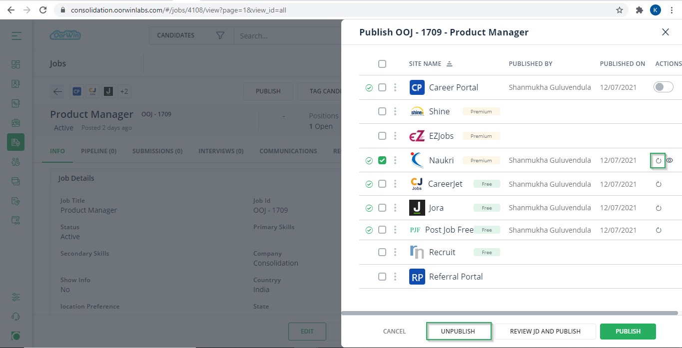 Refresh and Delete Jobs - Feature Image of Oorwin ATReresh and Delete Jobs - Oorwin ATS Integration with Naukri - Oorwin