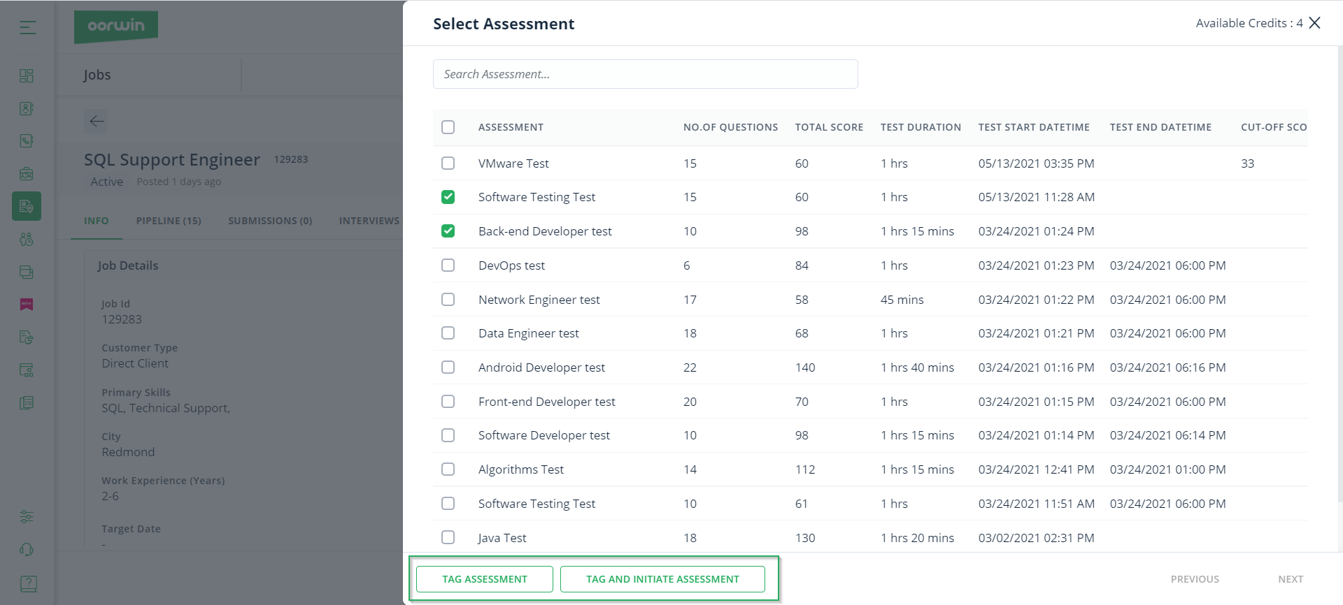 Add Assessment - Oorwin's Integration with HackerEarth - Oorwin