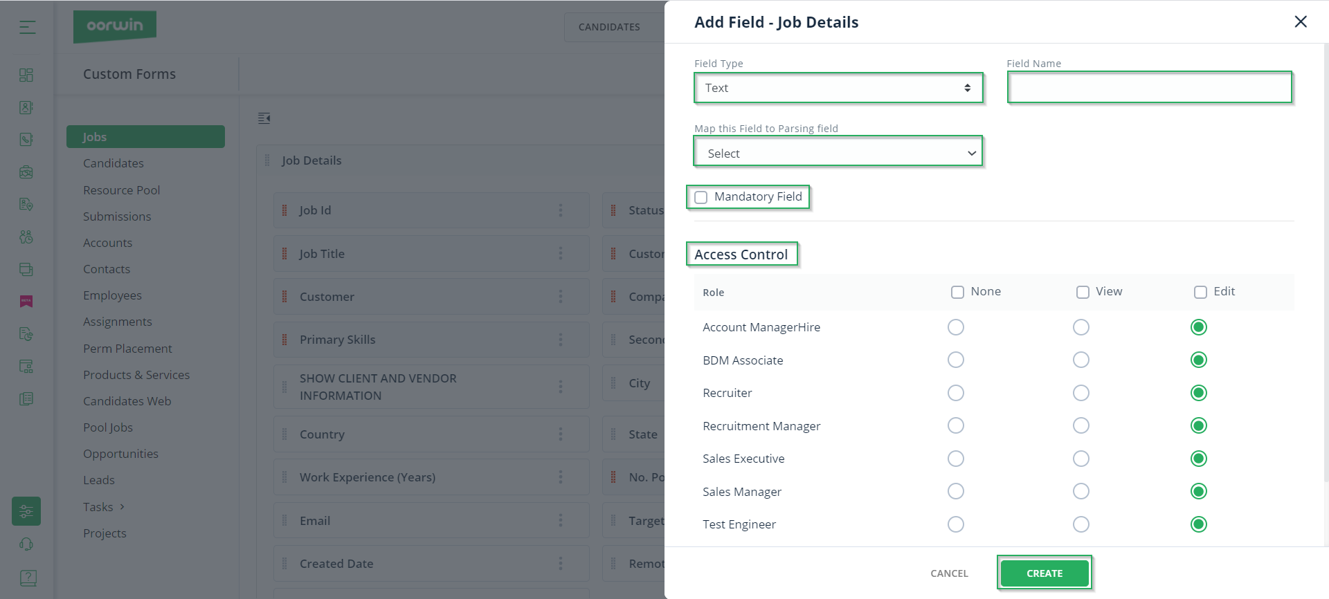 Add Fields - Setup Custom Forms - Oorwin